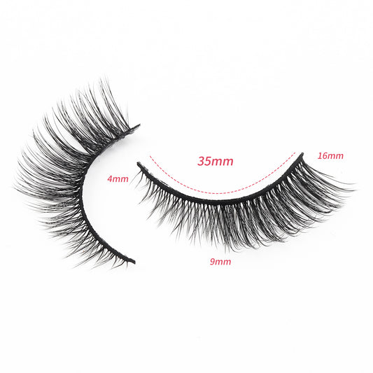 Custom Logo Patent Triangle fiber 3D wispy 18mm faux mink cat eye lash natural full strip eyelash