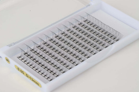 9D WholesaleSoft Short Stem Premade Lash Fans Dark Matte Black 8-18MM MIX Lengths Volume Fan Eyelash Extension