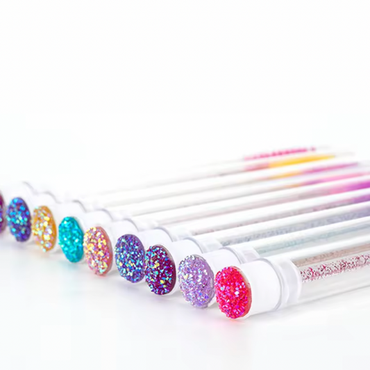 Wholesale glitter spoolie eyelash mascarea wand brush tube Reusable eyebrow eyelash cleansing lash brush