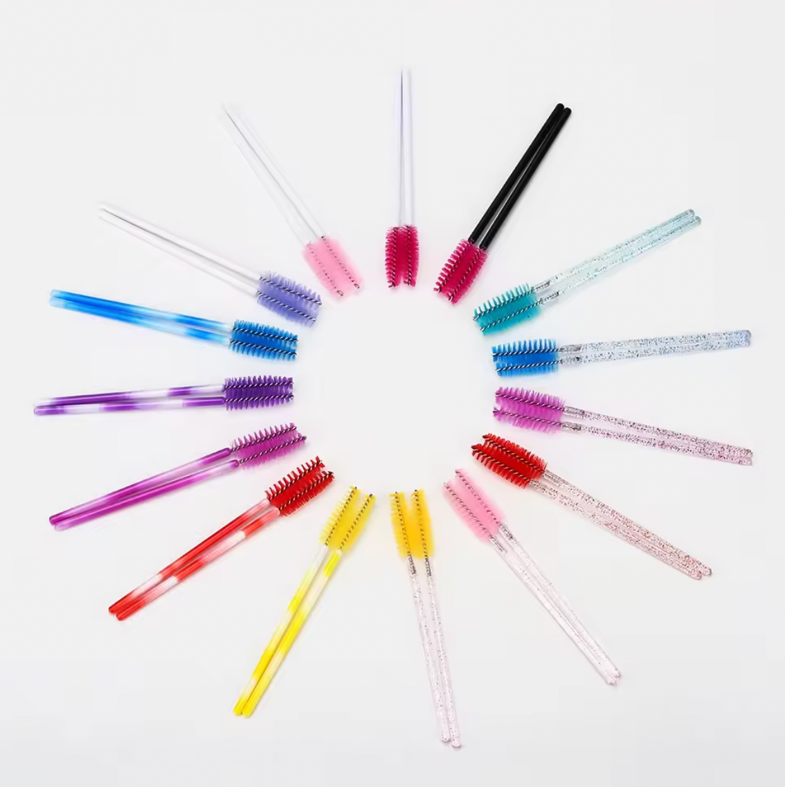 Wholesale glitter spoolie eyelash mascarea wand brush tube Reusable eyebrow eyelash cleansing lash brush