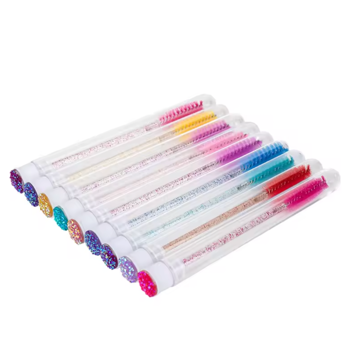 Wholesale glitter spoolie eyelash mascarea wand brush tube Reusable eyebrow eyelash cleansing lash brush